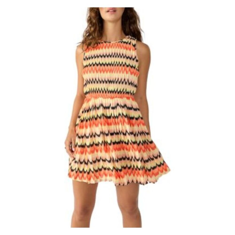 SANCTUARY Womens Orange Lined Tie Back Sleeveless Short Fit + Flare Dress XS